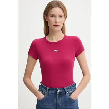 Dámské tričko Tričko Tommy Jeans růžová barva DW0DW17881 43X, vel. XS