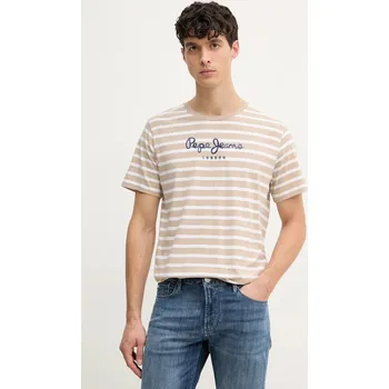 Bavlněné tričko Pepe Jeans PM509407 béžová 80A, vel. L
