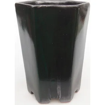 Květináč Keramická bonsai miska 12,5 x 11,5 x 16,5 cm zelená