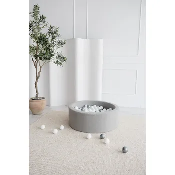 Suchý bazén Prémiový suchý bazének s míčky Bouclé – Šedý (200/250 míčků) 90x30 cm / 250 míčků