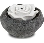 Fontána Autronic Fontána s LED osvětlením - polyresin, černá, dekor kámen a bílá růže (ZF5481)