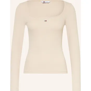 Dámské tričko Tommy Jeans Dámské Tričko S Dlouhým Rukávem, béžová, 38