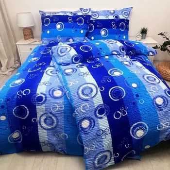 Povlečení Krepové povlečení Bublina modrá Zapínání: knoflík, Velikost polštáře: 50x70, Velikost přikrývky: 140x220