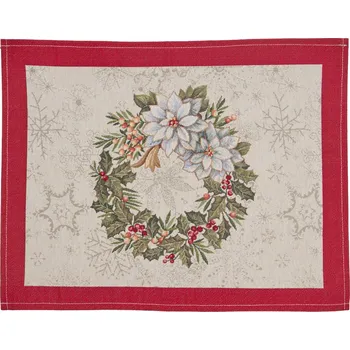 prostírání Tegatex Gobelínové prostírání - vánoční květy červený okraj