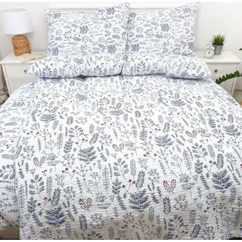 Povlečení Krepové povlečení Herbář Modrý Zapínání: knoflík, Velikost polštáře: 70x90, Velikost přikrývky: 140x220