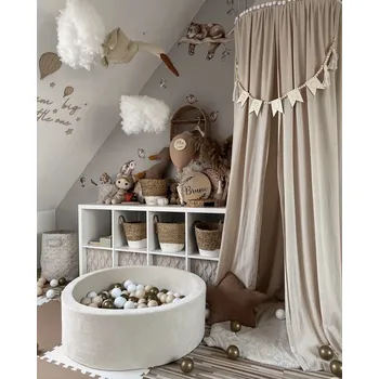 Suchý bazén Prémiový sametový suchý bazének s míčky – Krémový (200/250 míčků) 90x40 cm / 250 míčků