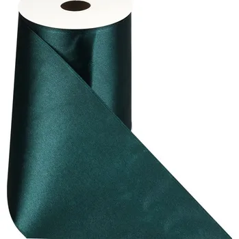 Stuha Saténová stuha na roli, tmavě ZELENÁ (láhvová), 10cm×25m, 1 kus