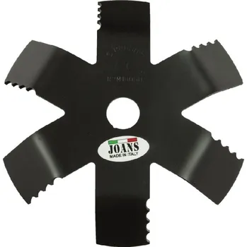 Nůž na křovinořez zahnutý 6 zubů šířka řezu 200 mm otvor 25 mm na kypření půdy JOANS