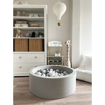 Suchý bazén Prémiový bavlněný bazének s míčky – Světle Šedý (200–250 ks) 90x40 cm / 200 míčků