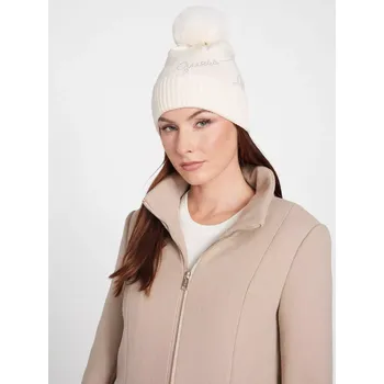 Čepice GUESS dámská čepice Rhinestone mléčná