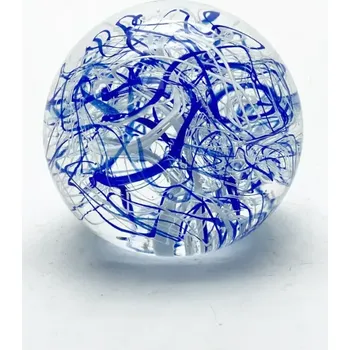 Skleněné těžítko – barevné nitě modro bílé | 116175