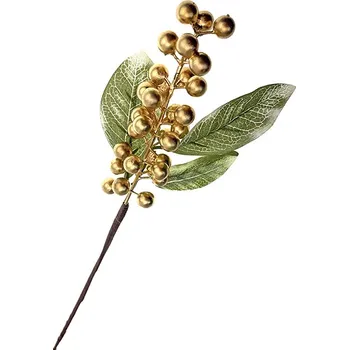 Vánoční dekorace Euro Habitat Zápich se zlatými bobulemi 38 cm - dekorace pro aranžmá a vánoční věnce