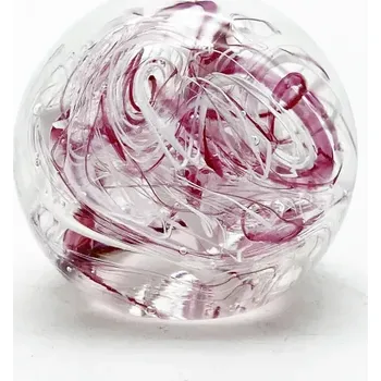 Skleněné těžítko – barevné nitě růžovo bílé | 116173