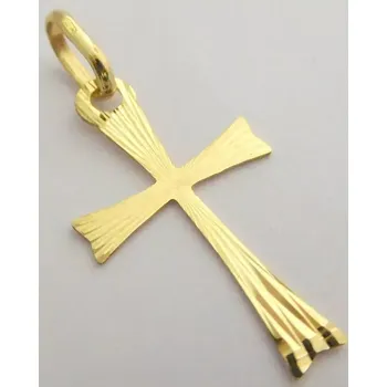 Přívěsek Klenoty Budín Gravírovaný zlatý křížek ze žlutého zlata - přívěsek 585/0,42gr H596 (Klenoty Budín Gravírovaný zlatý křížek ze žlutého zlata - přívěsek 585/0,42gr H596)