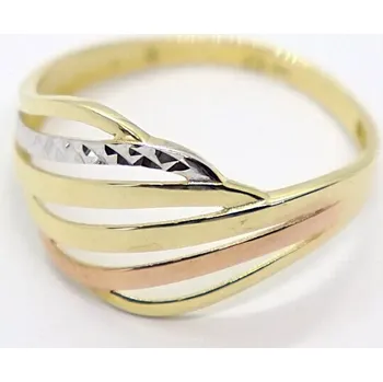 Prsten Klenoty Budín Mohutný dámský prsten ze tří barev zlata (růžové,bílé a žluté) 585/2,04gr vel. 64 HK1257 (Klenoty Budín Mohutný dámský prsten ze tří barev zlata (růžové,bílé a žluté) 585/2,04gr vel. 64 HK1257)