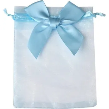 Dárková taška 20 ks Dárkové taštičky z organzy 9 x 12 cm Sáčky se stahovací šňůrkou a mašlí Vánoční večírek Svatební balení cukrovinek Šperky Elegantní dekorativní obal Dárky modrá