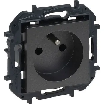 vypínač NILOE S.ZÁSUVKA 2P+T OCEL LEGRAND 863431B