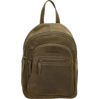 Městský batoh Tmavě zelený prošívaný kožený batoh „Jupiter“