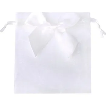 Dárková taška 10 ks Dárkové taštičky z organzy 9 x 12 cm Sáčky se stahovací šňůrkou a mašlí Vánoční večírek Svatební obal na cukrovinky Šperky Dekorativní balení Dárky bílá