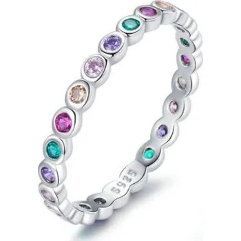Prsten Prosperk Prstýnek stříbrný barevné zirkony Velikost prstenů: 6 (EU: 51-53)