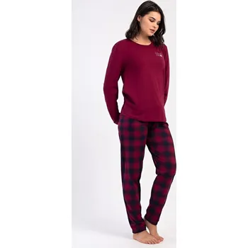 Dámské pyžamo Dámské pyžamo dlouhé Emma - vínová - L