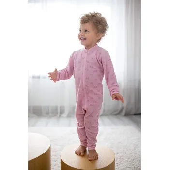 Kojenecký overall Dětský rostoucí overal/pyžamo ze 100% merino vlny Jaquard SAFA - růžový Velikost: 50/56