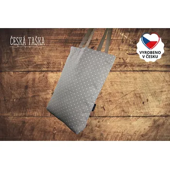 ČESKÁ TAŠKA béžová s puntíky L - béžové uši
