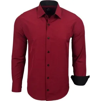 Pánská košile RUSTY NEAL košile pánská R-44 dlouhý rukáv slim fit XL bordó