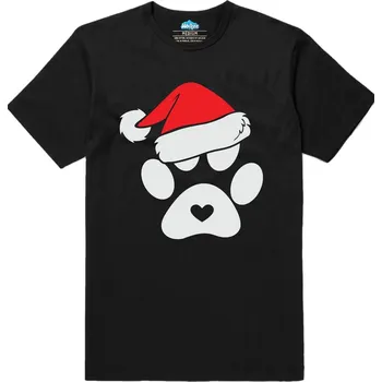 Pánské tričko Pánské tričko Vánoční Tlapka v Čepici (Velikost: XXL, Barva: Černá)