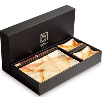 Sada nádobí EDO Japan Japonská Sushi souprava s hůlkami - porcelán - Hanabi v Dárkové krabici