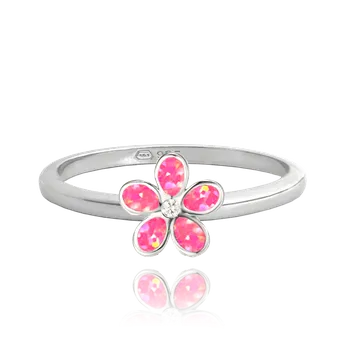 Prsten Moonlit Dětský stříbrný prsten s květem z růžového opálu Velikost prstenu: 48