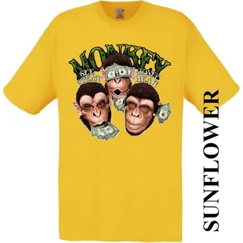 Pánské tričko panske-levne-bavlnene-tricko-digi-potisk-nevidim-neslysim-nemluvim Barva: Yellow - žlutá, velikost: XXL