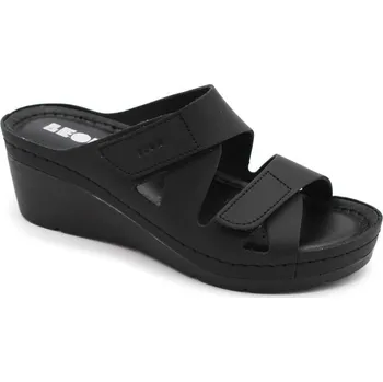 Dámská obuv Leon 1004 Dámské kožené pantofle na klínku - Černá Velikost: 41