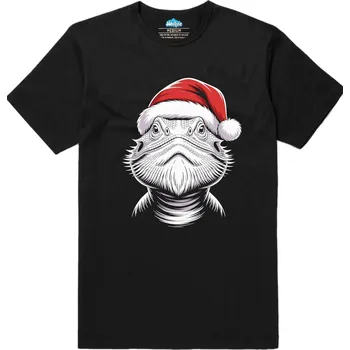 Pánské tričko Pánské tričko Vánoční Agama Vousatá v Čepici (Velikost: XXL, Barva: Černá)