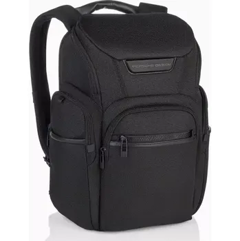 Cestovní taška PORSCHE DESIGN Roadster Nylon Toploader Backpack M Batoh do města střední velikosti s přihrádkou na 14" notebook a horním otvíráním černý (Středně velký nylonový batoh s horním plněním a rozšiřitelným objemem, přihrádkou na notebook 14".)
