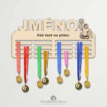 věšák na medaile WoodenPuzzle.cz Věšák na medaile - vodní pólo - muž Velikost: 30 cm
