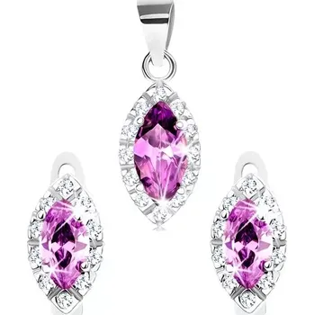 Souprava šperků Rhodiovaný set, stříbro 925, zrnko tanzanitové barvy s čirým lemem