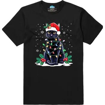 Pánské tričko Pánské tričko Černá Kočka ve Sněhu (Velikost: L, Barva: Černá)