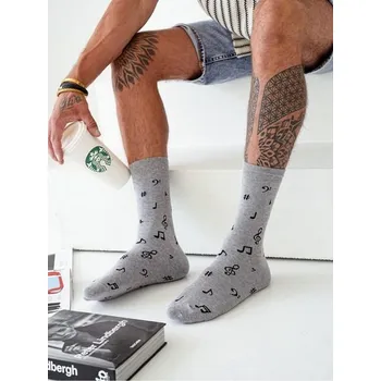 Šedé pánské ponožky pro milovníky hudby