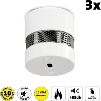Bezpečnostní detektor Miniaturní detektor kouře s baterií a senzorem s dobou provozu 10 let, balení 3 ks, bílý SD1020 3X Alecto