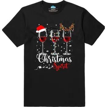 Pánské tričko Pánské tričko Vánoční Víno Christmas Spirit (Velikost: M, Barva: Černá)