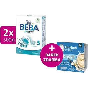 Kojenecká výživa BEBA OPTIPRO 5, 2x500g + GERBER Hello Yogo mléčný dezert s příchutí vanilky 4x100g