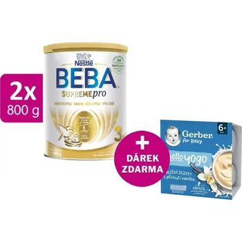 Dětská výživa BEBA SUPREMEpro 3, 2x800g + GERBER Hello Yogo mléčný dezert s příchutí vanilky 4x100g