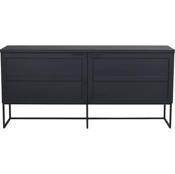 Komoda Rowico Komoda 160 cm, hnědý dub/černá, bílá, Everett Barva: Černá