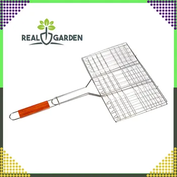 Skládací grilovací rošt s uzamykatelnou mřížkou 34 × 22 × 58 cm