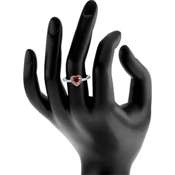 Prsten Stříbrný 925 prsten - červené srdce s čirým zirkonovým lemem - Velikost: 50