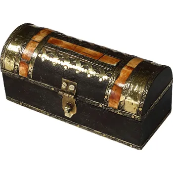 Dárková krabička SANU BABU Dřevěná truhlička z mangového dřeva, mosazné kování, vykládaná kostí, 13x5x5cm
