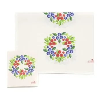 Utěrka Sada houbička + utěrka - borůvky a dřínky