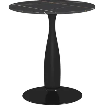 Jídelní stůl HOMCOM Jídelní stůl, Kulatý kuchyňský stůl, Moderní jídelní stůl Konferenční stolek s ocelovým rámem, Barový stůl pro 2 osoby, Ø70 x 74 cm, Černá barva