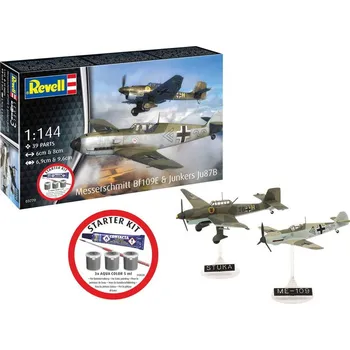 Plastikový model REVELL Starter Kit letadlo 73770 - Messerschmitt Bf109E & Ju87B Stuka (1:144)